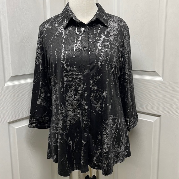 BOHO CHIC Black Snake Skin Blouse XXL - Picture 1 of 11